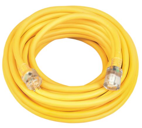 CORD EXTENSION HVY DUTY 15A 10/3 YLW 125V 50' - Cords